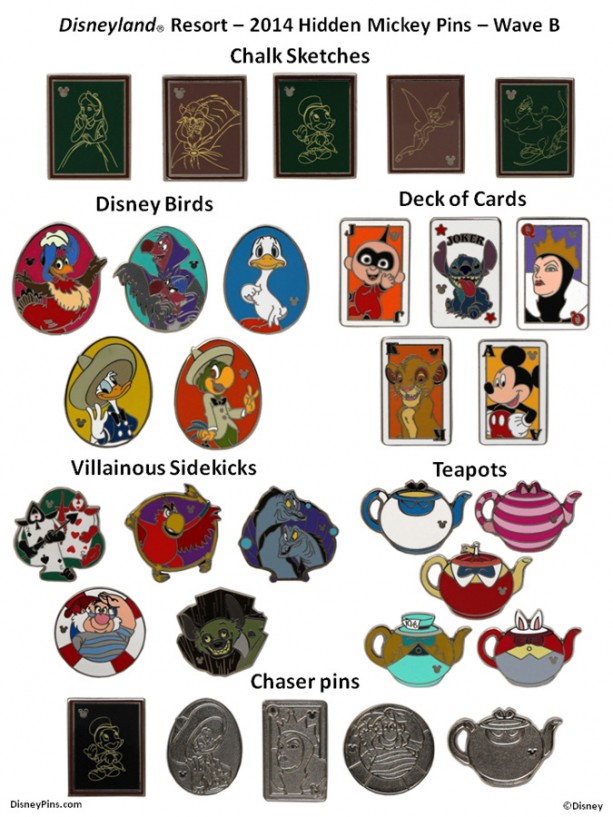 Disneyland 2014 Wave B Hidden Mickey Pins
