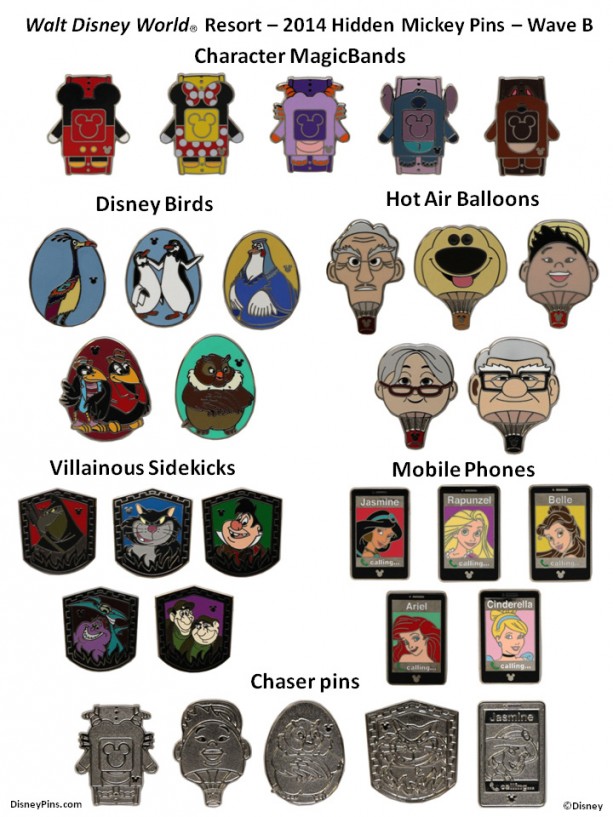 Walt Disney World 2014 Wave B Hidden Mickey Pins